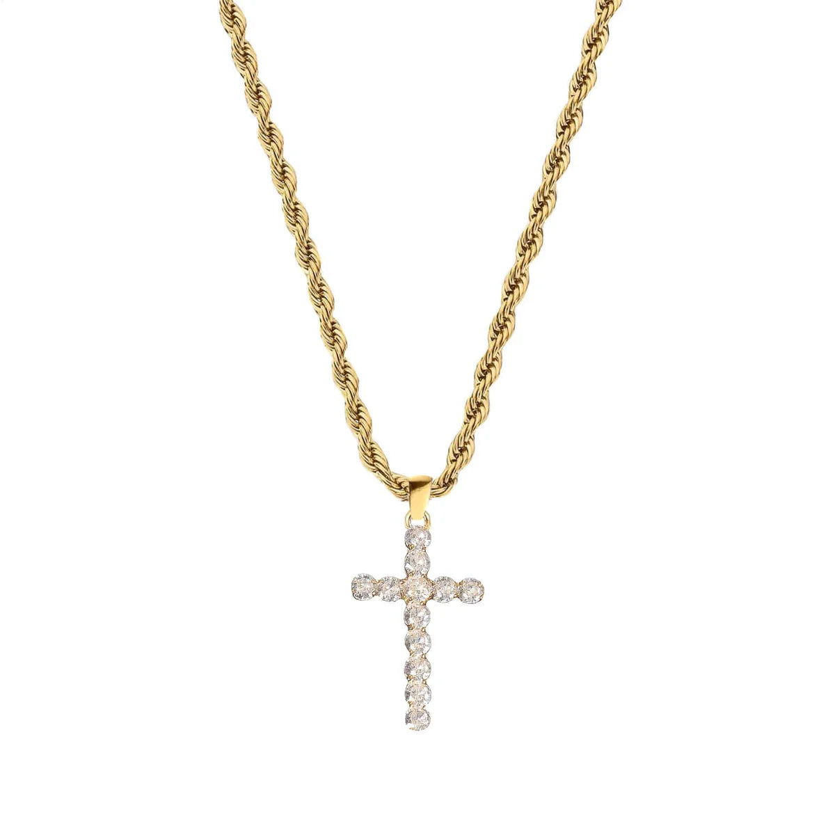 Diamond Cross Necklace (Gold)