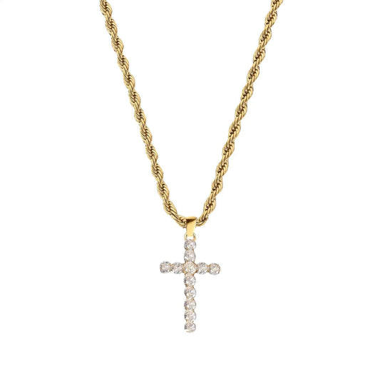 Diamond Cross Necklace (Gold)